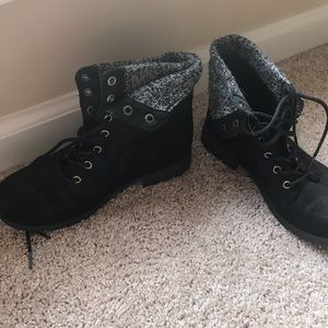 Black lace up combat style boots